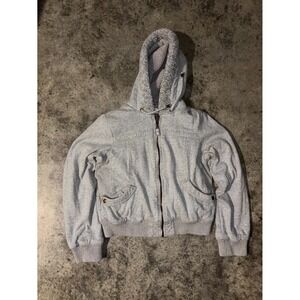 H2J Hoodie Womens Large Gray Sherpa Lined Outdoor Warmwear Classic Full Zip